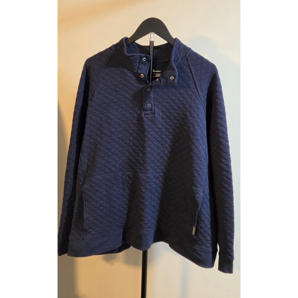Eddie Bauer Diamond Quilted Quarter Snap Pullover Mens Size XL Blue